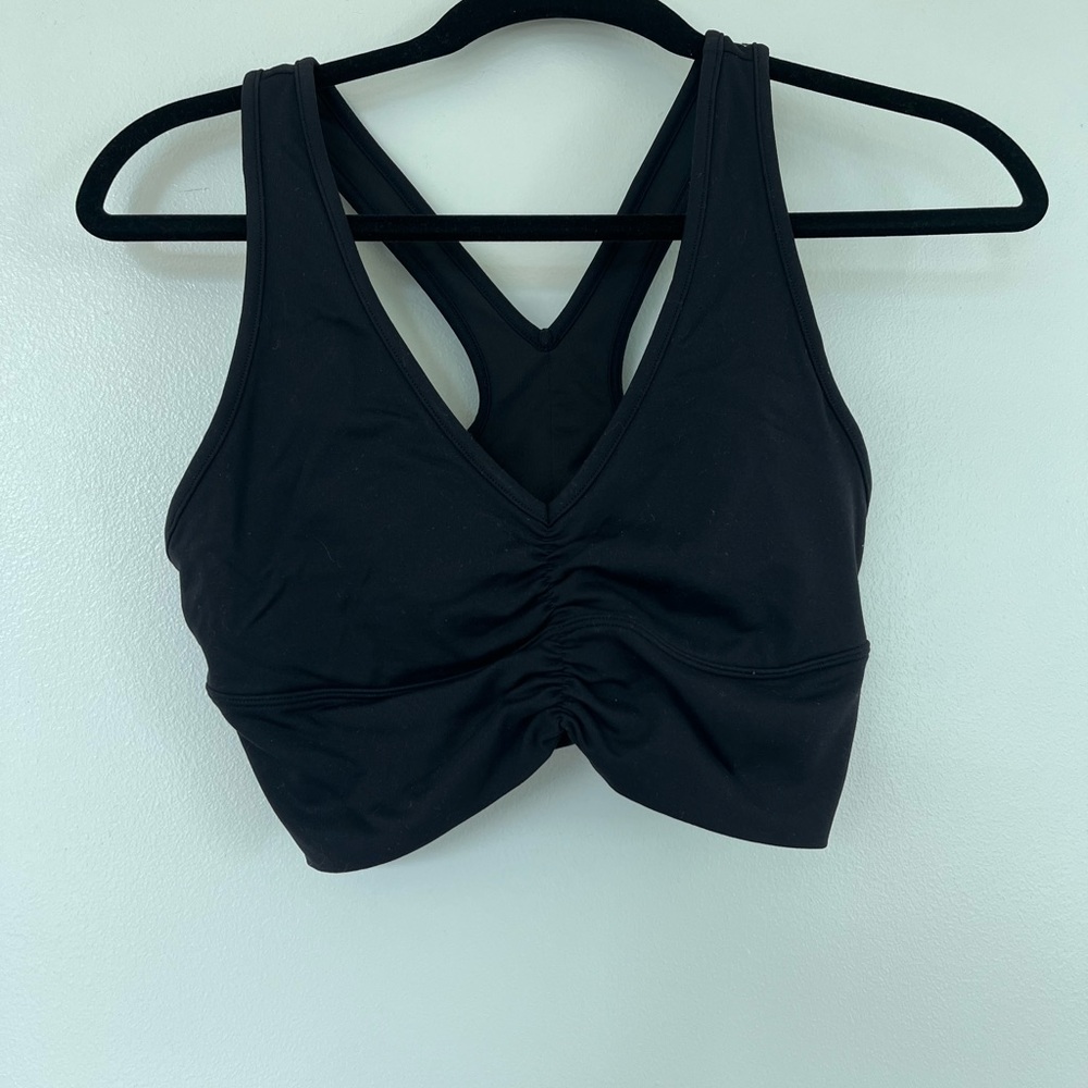 ALO Yoga Black Ruched Sports Bra